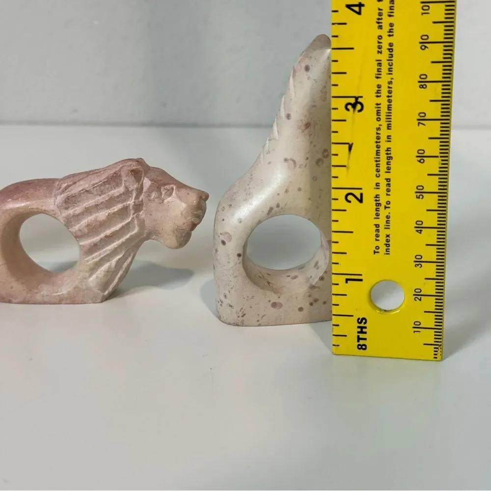4 Soapstone Jungle Animal Napkin Rings